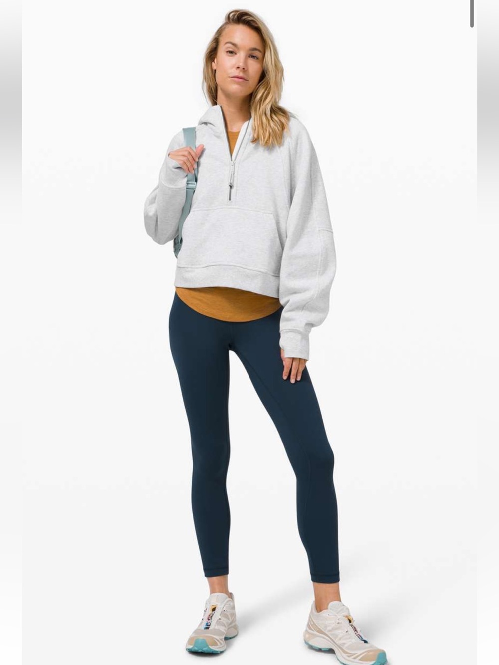 14.Lululemon Scuba Oversized 1/2 Zip Hoodie Heathered Core Ultra Light Grey XS/S